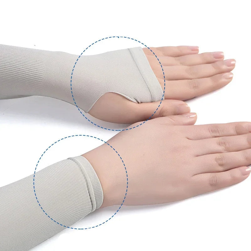 Hand with wrist support showing thumb and standard styles on a white background