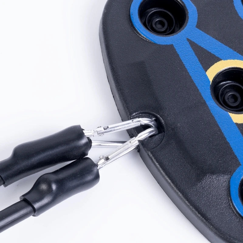 Close-up of a black and blue tool with two clamps on a white background