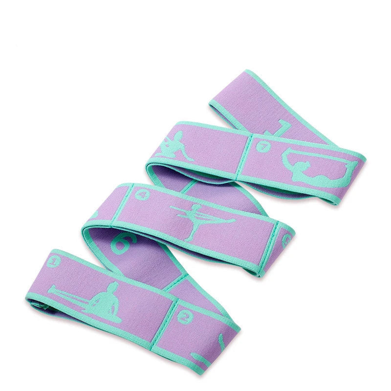 Lilac purple and teal eight-panel body elastic band on a white background