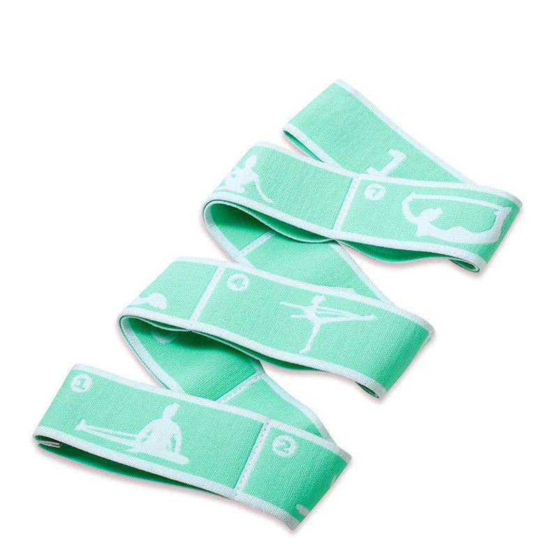 Mint green 8-panel body elastic band with size information on a white background