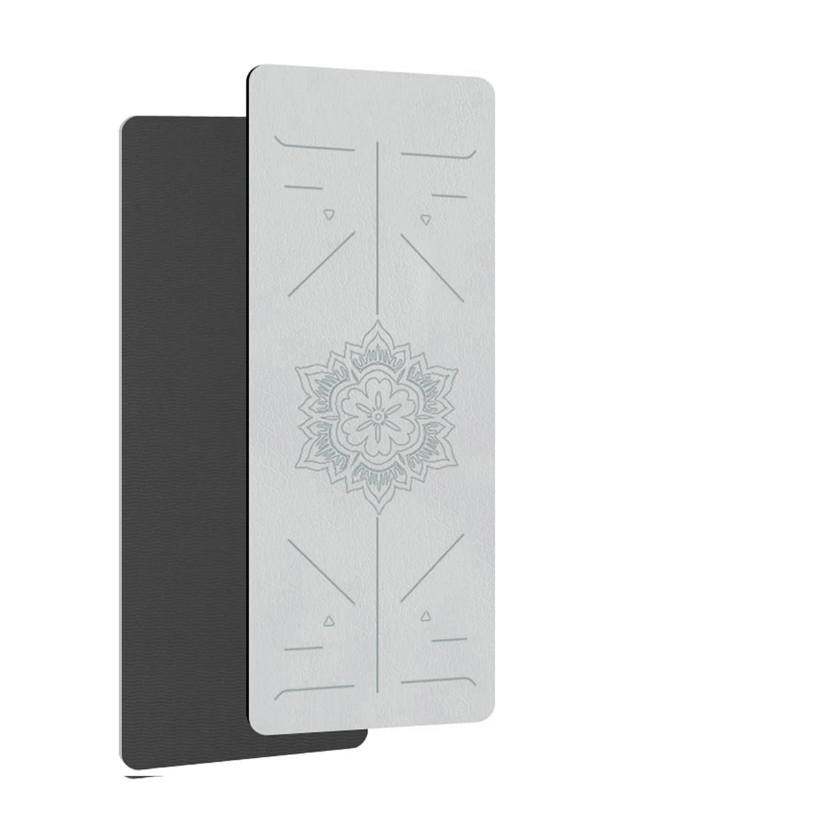 Yoga mat with mandala design on a white background