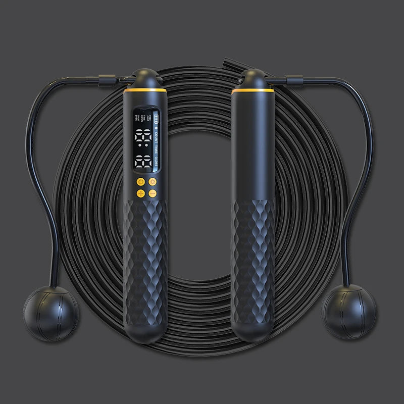 חבל קפיצה חכם - מונה קלוריות דיגיטלי נטען USB עם מסך LCD