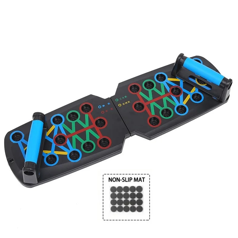 Foldable game board with colorful connectors on a white background