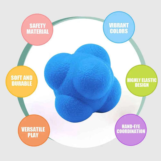 כדור תגובה משושה לאימון קואורדינציה 🏐 - כדור גומי 5.5 ס״מ לשיפור זמני תגובה וזריזות