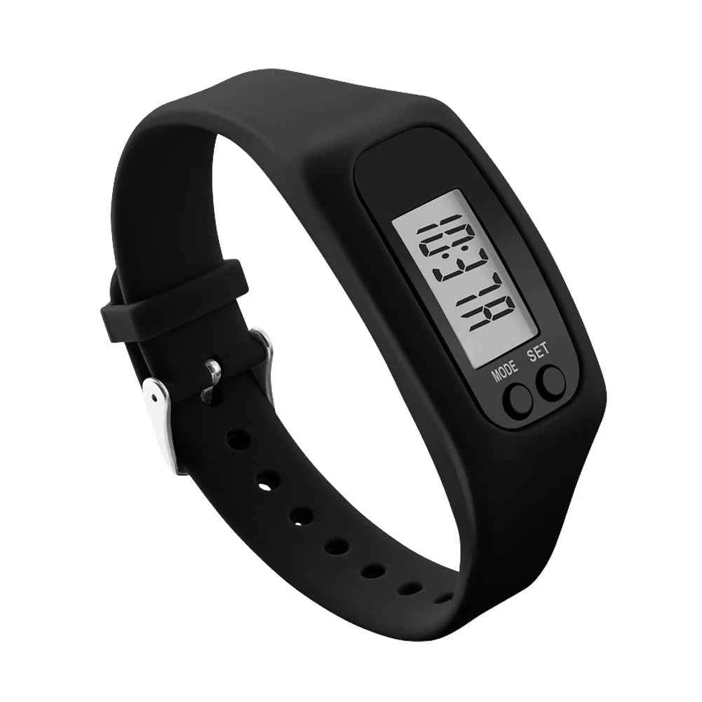 LED Pedometer Bracelet Step Counter Watch Multi-Function Walking Running Pedometer Silicone Step Tracker for Outdoor Sports