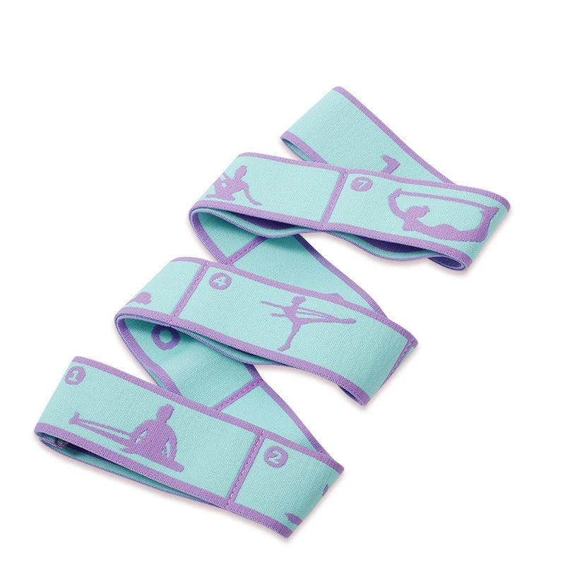 Peacock blue 8-panel body elastic band with purple accents on a white background