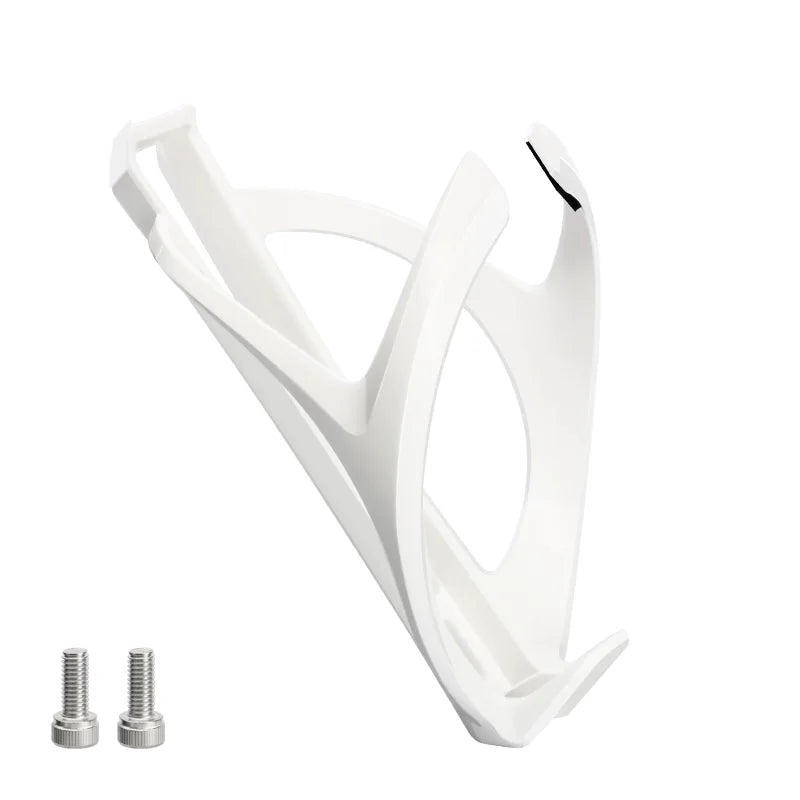 White bicycle bottle holder with two screws on a white background