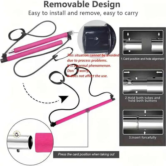 מכשיר כושר רב תכליתי עם חבלי התנגדות - מוט אימון ביתי מושלם