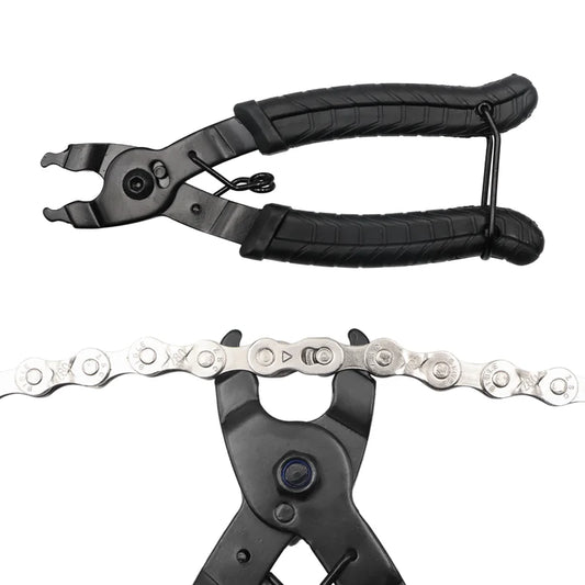 Black chain tool with a white background