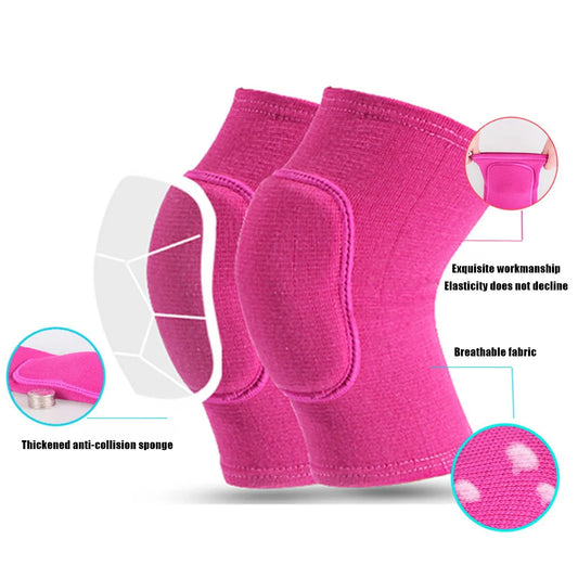 Pink knee pads with detailed features on a white background