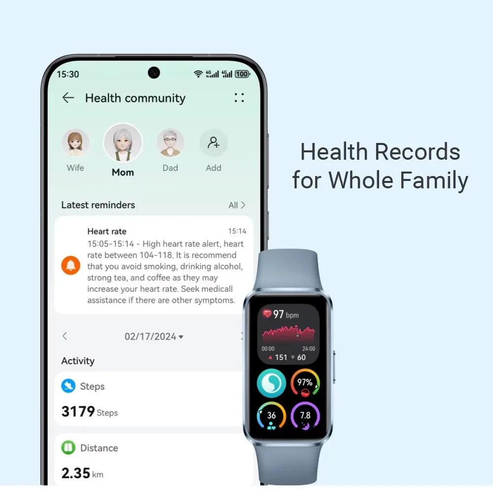 שעון חכם Huawei Band 10 - צמיד ספורט עם מעקב שינה וסוללה 14 ימים