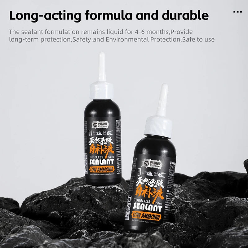 נוזל איטום צמיגי אופניים West Biking - נוזל תיקון פנצ'רים לצמיגים ללא פנימית 60 מ"ל