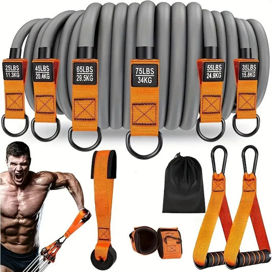 סט רצועות התנגדות מקצועי 136 ק"ג - חדר כושר בבית 🏋️