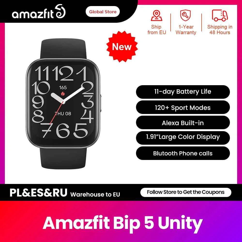 New Amazfit  Bip 5 Unity 46mm Smart Watch 120+ Sport Modes 24-hour Health Monitoring Smartwatch For Android IOS Phone