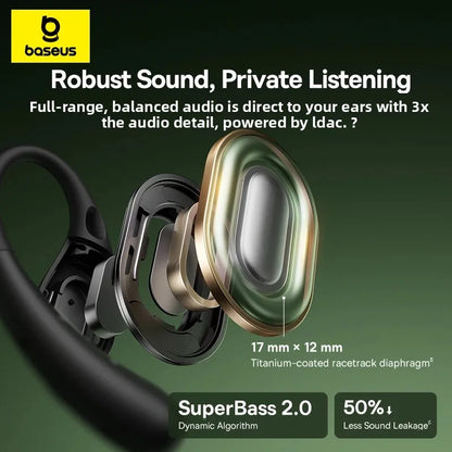 אוזניות ספורט פתוחות Baseus Eli Sport 2 - אוזניות אלחוטיות Bluetooth 6.0 עם LDAC