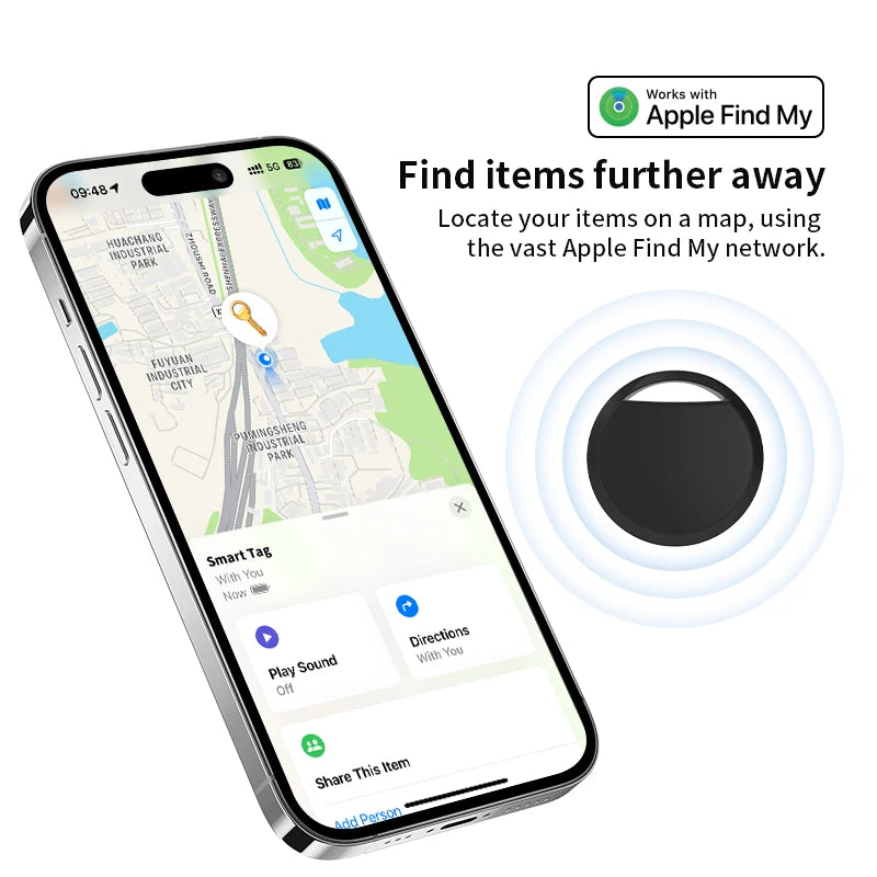 מעקב חכם לאייפון - מכשיר איתור Bluetooth תואם Apple Find My למפתחות ותיקים