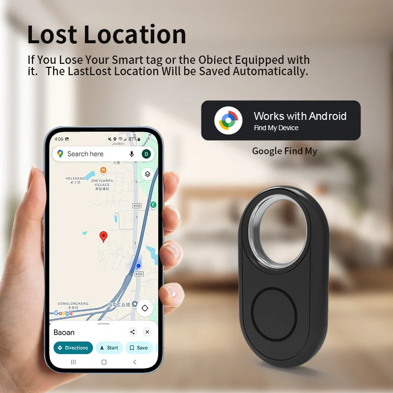 מעקב חכם RSH לאנדרואיד - מכשיר איתור Bluetooth תואם Google Find My למפתחות ותיקים