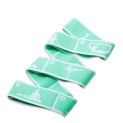Mint green 8-panel body elastic band with size information on a white background