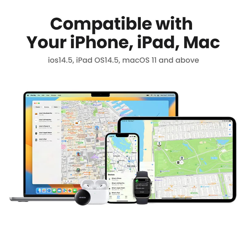 מעקב חכם UGREEN SmartTrack - מכשיר איתור Bluetooth תואם Apple Find My למפתחות ותיקים