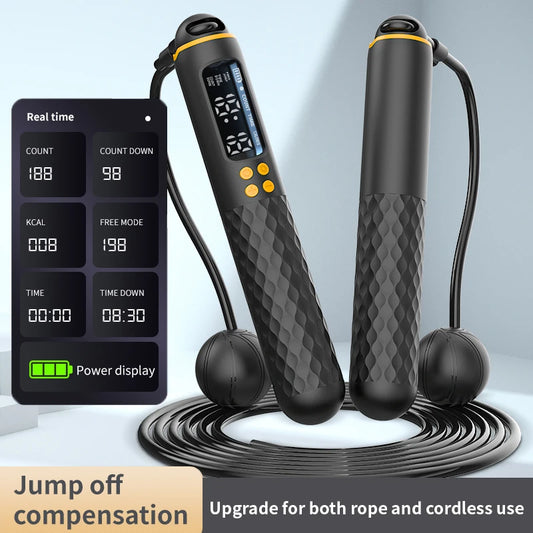 חבל קפיצה חכם - מונה קלוריות דיגיטלי נטען USB עם מסך LCD