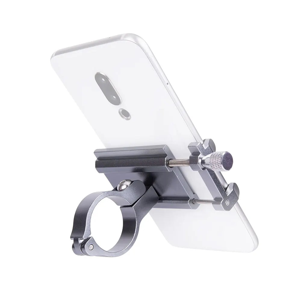 Phone holder with adjustable arm on a white background