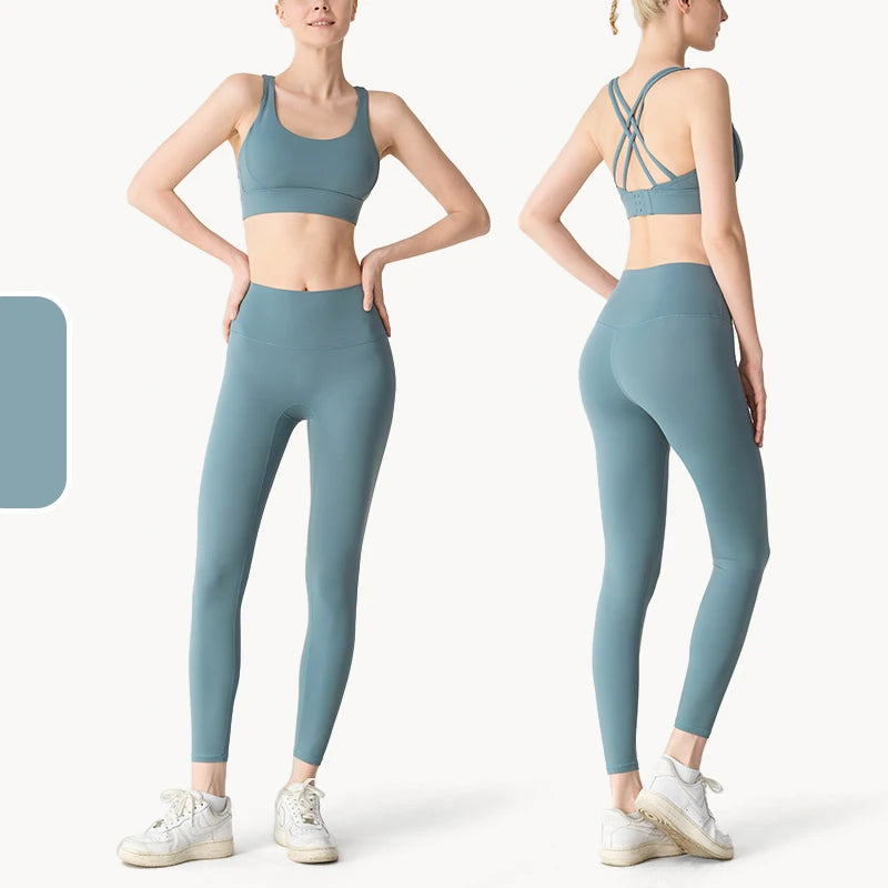 בגדי יוגה ופילאטיס סט 2 חלקים - חזיית ספורט וטייץ לאימון