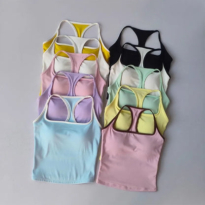 טופ ספורט עם חזיית ספורט מובנית - פוש אפ לפילאטיס ויוגה