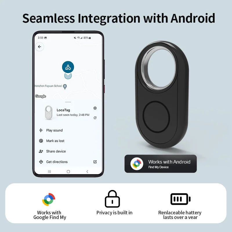 מעקב חכם RSH לאנדרואיד - מכשיר איתור Bluetooth תואם Google Find My למפתחות ותיקים