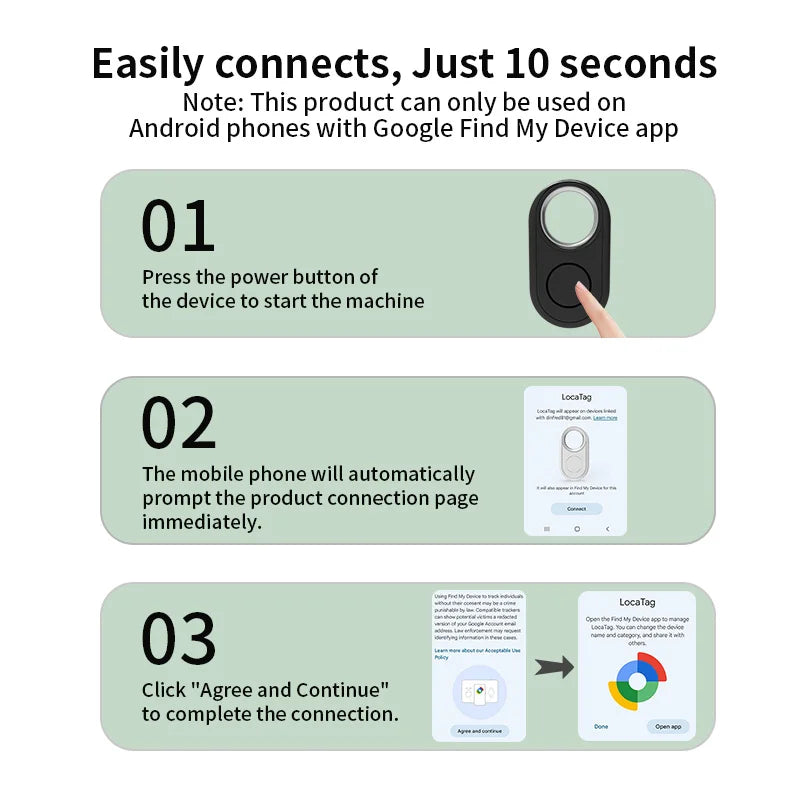 מעקב חכם RSH לאנדרואיד - מכשיר איתור Bluetooth תואם Google Find My למפתחות ותיקים